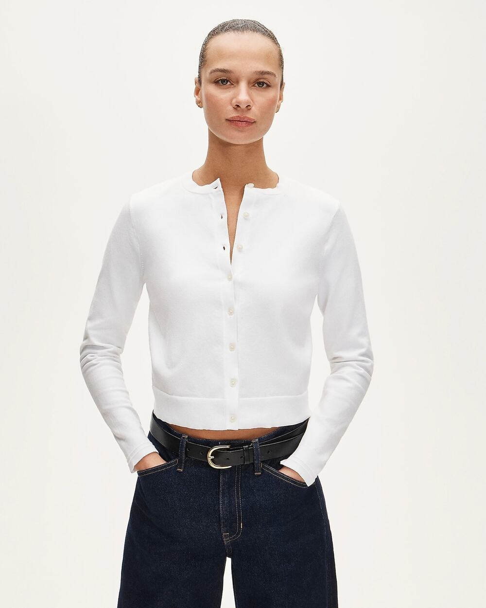 J. Crew Women's Jackie Cardigan Sweater Long Sleeves White Size Large NWT